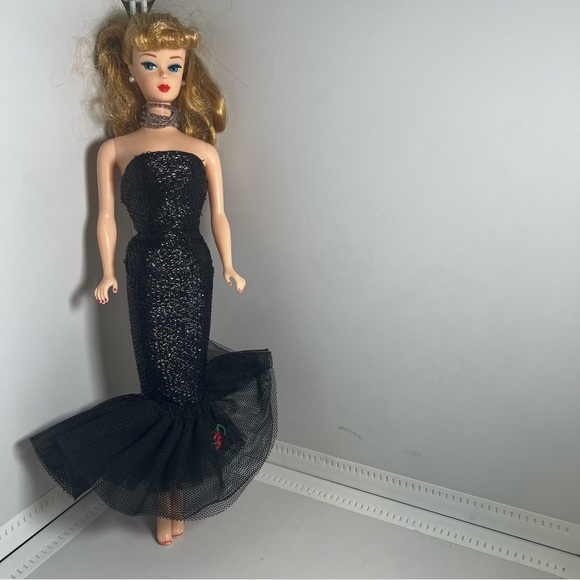 Barbie Doll Brunette 1958 Ponytail Reproduction 1993 Black Dress - Picture 8 of 10